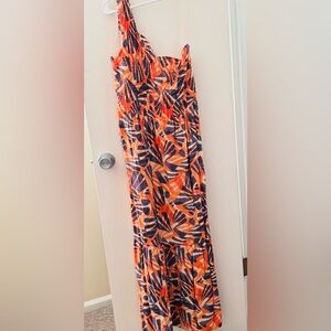 Vibrant Orange and Blue Patterned Dress